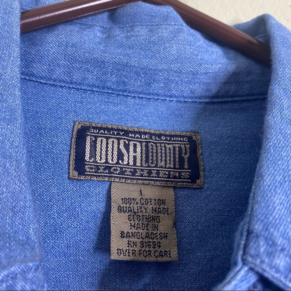 Vintage Shirts Vintage Western Style Chambray Denim Short Sleeve